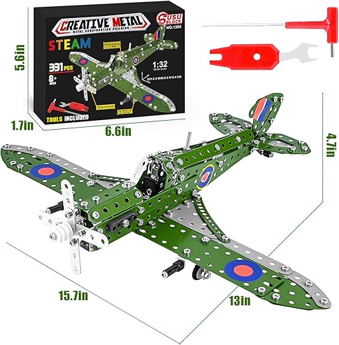 Miniatura 6 de STEM - Juguetes de construcción modelo de avión para niños de 8 a 12 años, modelo de avión a escala 1:32, kit de construcción de metal, juego de