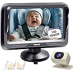 Rohent Car Baby Monitor with Camera - 1080P HD, 360 Adjustable, Night Vision, 150 Wide-Angle Lens, Easy Installation, Perfect Match for Beige Car Interiors, Ideal for Parents & Families