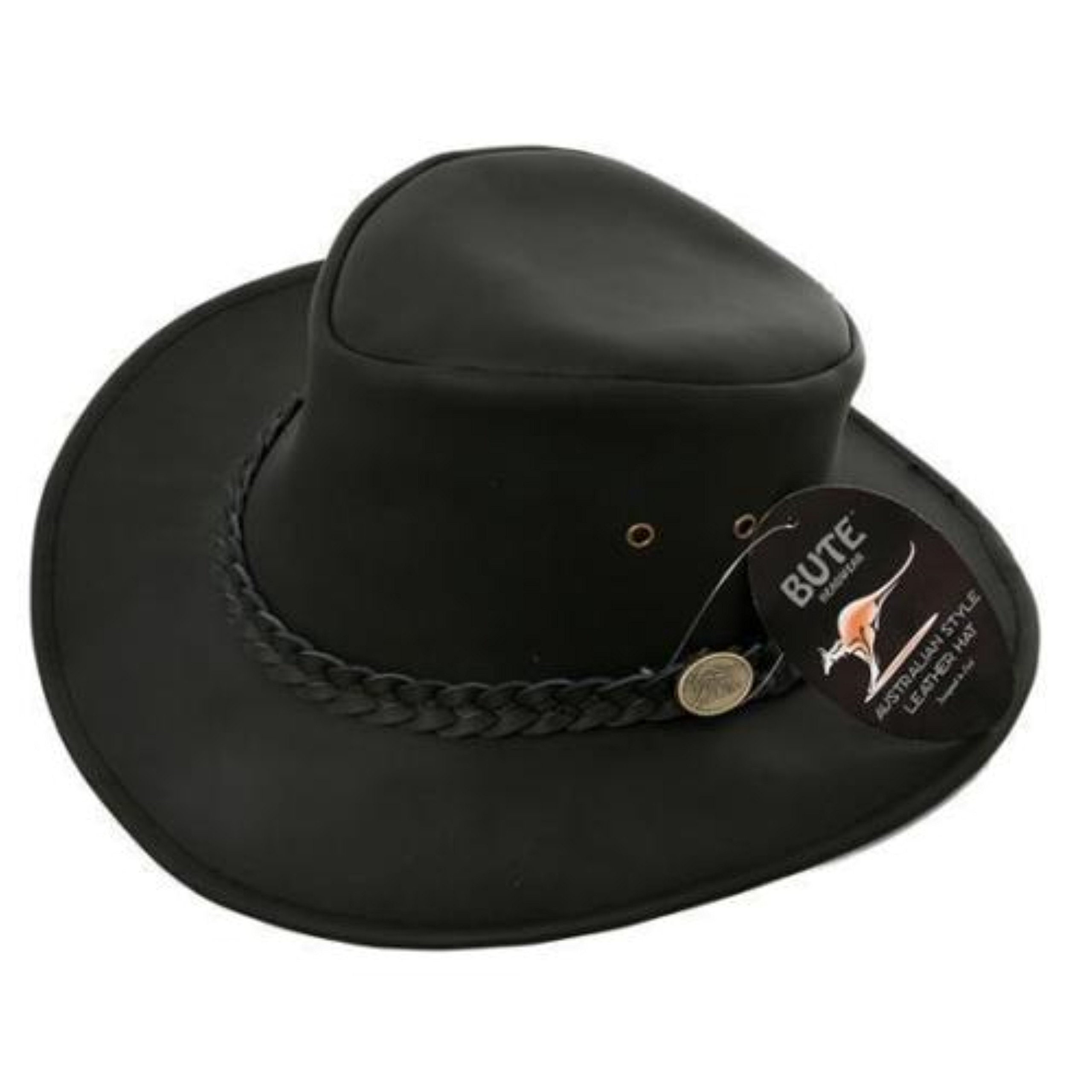 Bute Black Australian Style Leather Hat (59Cm)