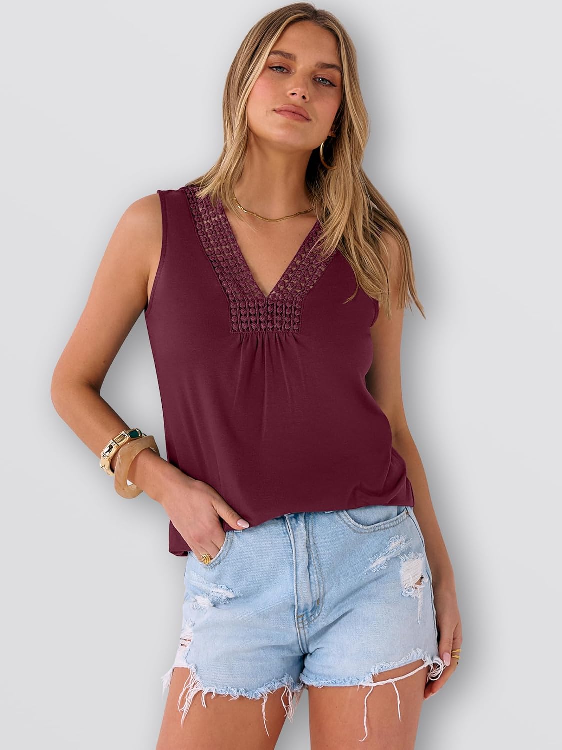 ANRABESS Womens Tank Tops Summer V Neck Loose Sleeveless Camisole 2026 Spring Crochet Insert Dressy Casual Blouses Vest Shirt - Image 6