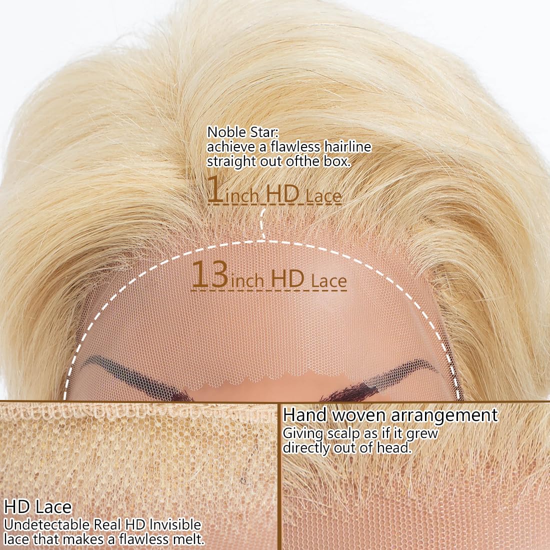 8 Inch Lace Front Wigs Human Hair 13X1 Short Wig 150% Density Natural Black Color Wigs for Black Women, 613 - Image 3