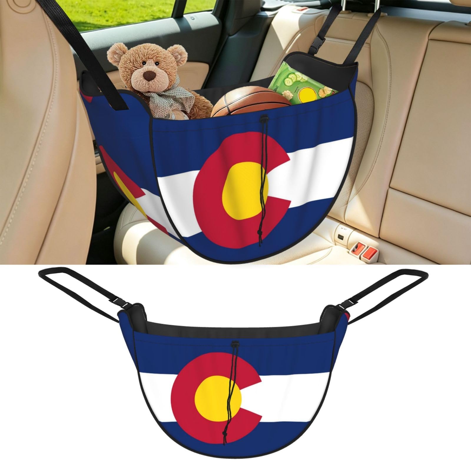 Cntdbu Black Flag Of Colorado Car Seat Organizer-Backseat Storage Bag For Travel
