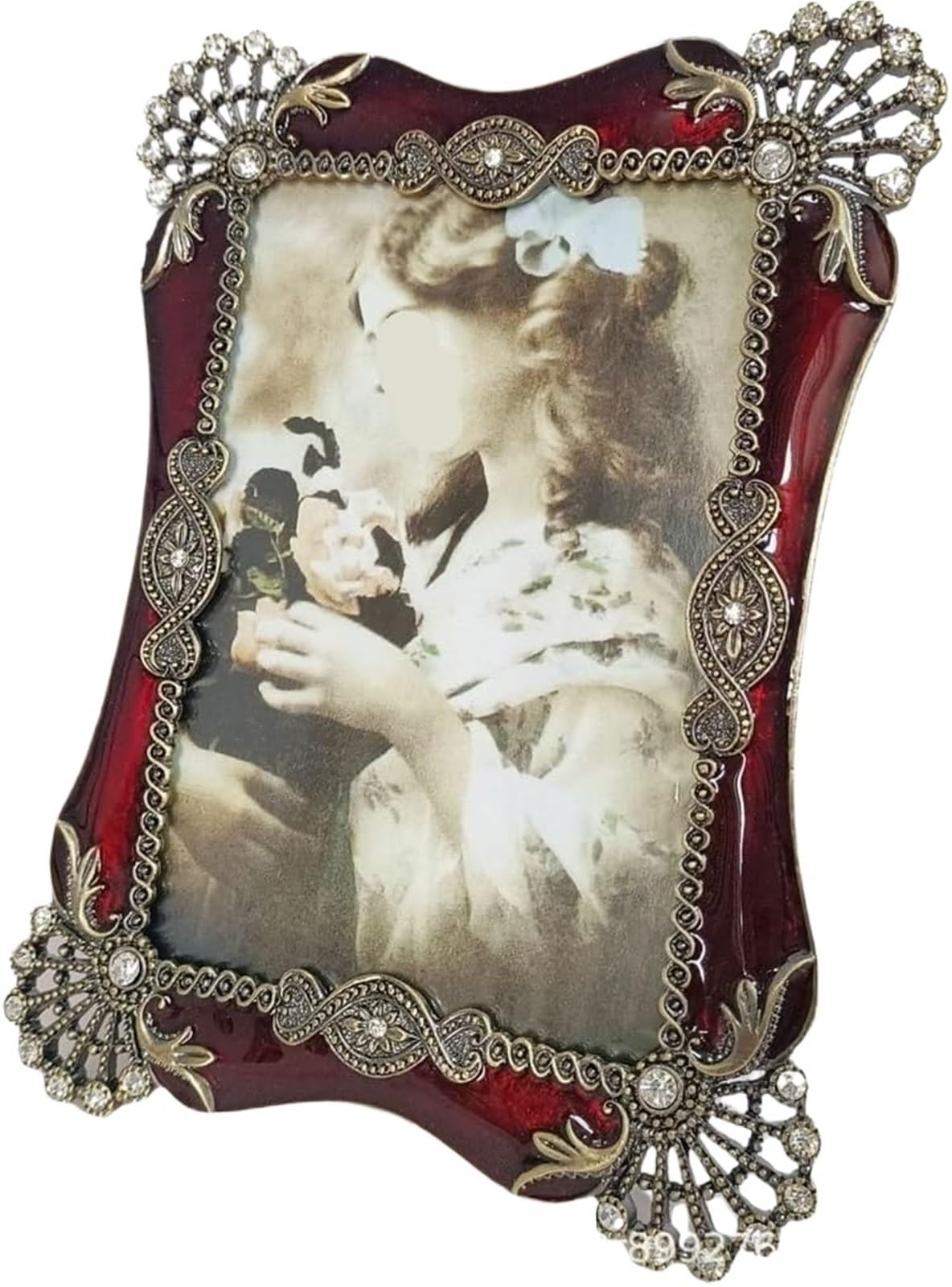 Vintage Photo Frame, Wine Red Metal Photo Frame 6-7 inches For Desktop Wall Home Decor(7inches)