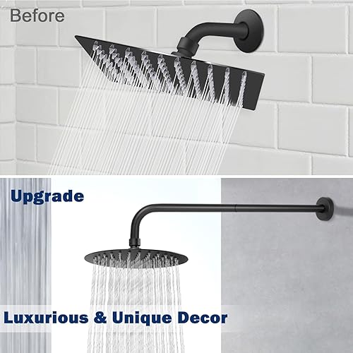 Vista 55 de NearMoon Brazo de ducha, brazo de extensión extra con brida, tubo extensor de cabezal de ducha montado en la pared de acero inoxidable