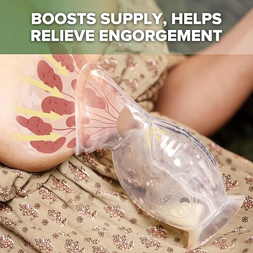 Miniatura 4 de haakaa Extractor de leche manual de 34fl oz con tapa de silicona a prueba de fugas y colector de leche materna de mariquita portátil de 25fl oz para