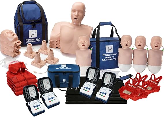 MCR Medical - PRESTAN Ultralite CPR Manikin Bundle (4-Pack Adult, 4-Pack Infant), Medium Tone with UltraTrainer (4-Pack) & MCR Accessories