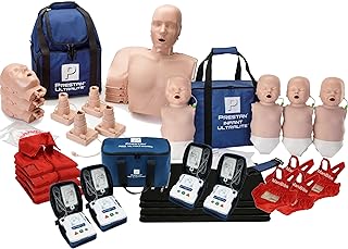 MCR Medical - PRESTAN Ultralite CPR 마네킹 번들 (성인 4팩, 유아 4팩), 울트라 트레이너 포함 미디엄 톤 (4팩) 및 MCR 액세서리