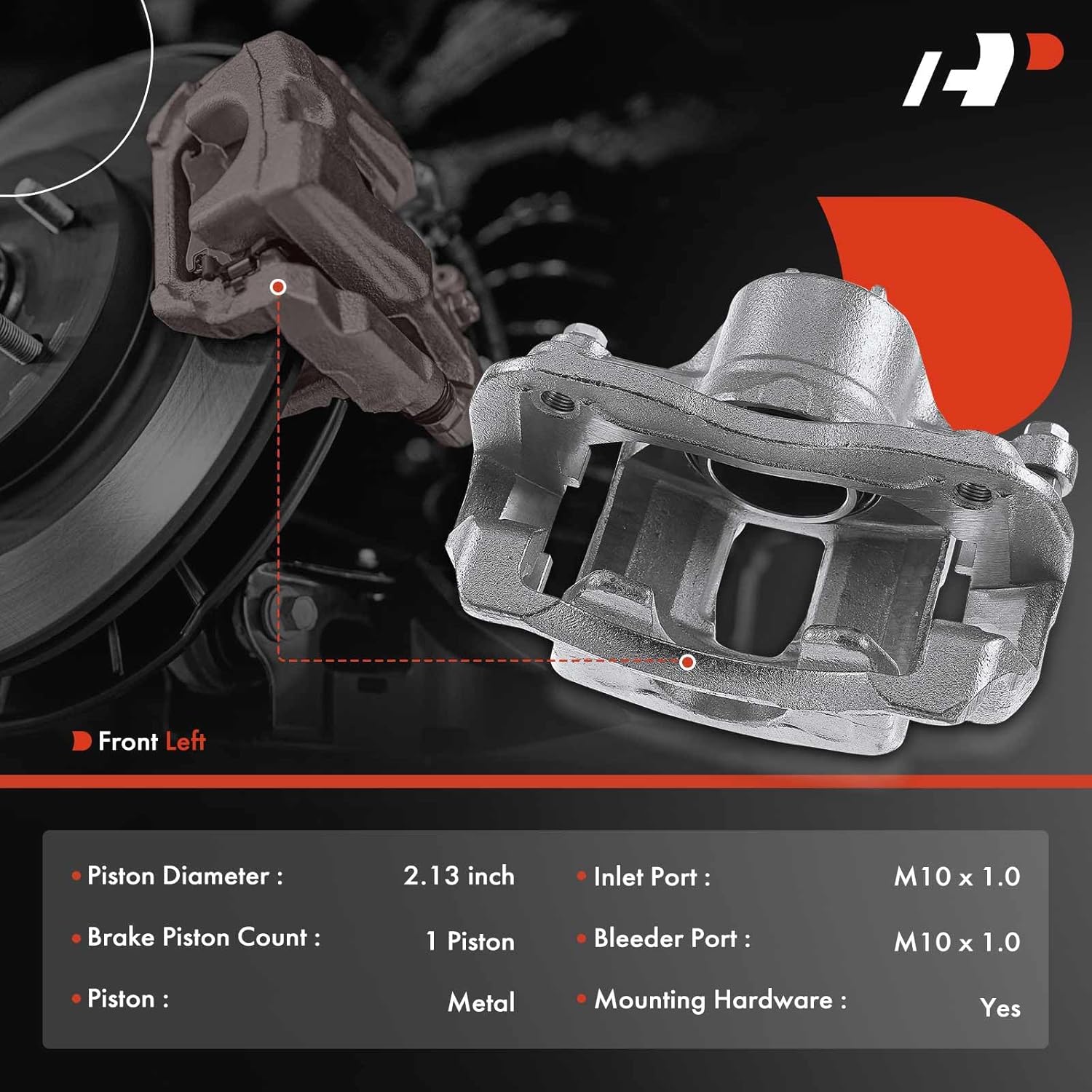 A-Premium Disc Brake Caliper Assembly with Bracket Compatible with Select Dodge, Hyundai and Kia Models - Accent/Rio 2012-2017 1.6L, Attitude 2012-2014 1.4L 1.6L - Front Left Driver Side