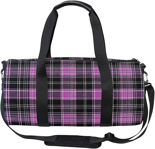Miniatura 6 de Pink Black Plaid Gym Bag for Women and Men, Small Duffel Bag for Travel Sports Vacation Weekender Overnight Beach, Lightweight Carry on Bag for Boys
