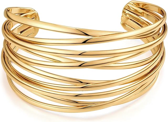 LILIE&WHITE Gold Bangle Bracelet For Women Boho Cuff Bracelet Silver Bangle Bracelet Back To School Bracelet Open Cuff Bracelet Jewelry