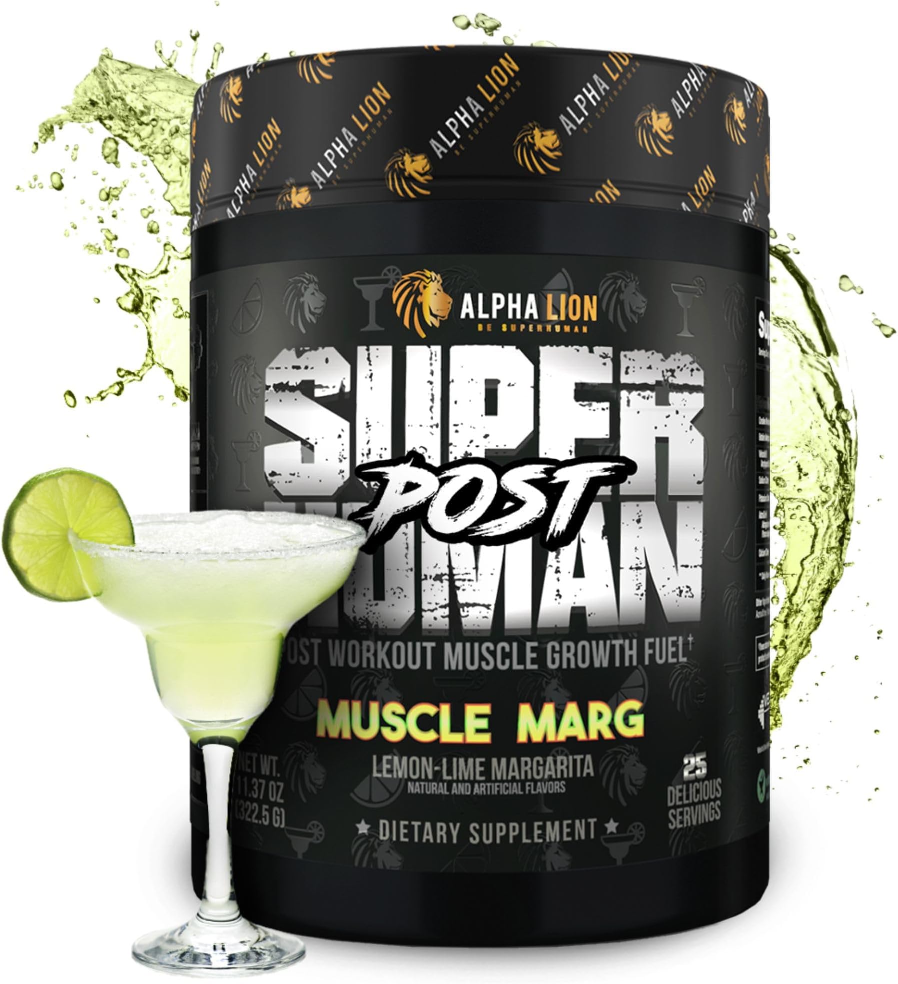 Superhuman Post Workout Recovery, Fast Acting Post Workout for Men & Women (25 Servings, Muscle Marg)
