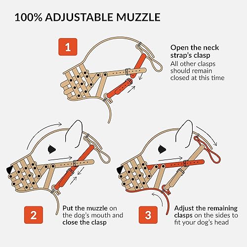 Miniatura 6 de CollarDirect Bozal para perros Pastor alemán Dálmata Doberman Setter Cesta de piel, razas medianas y grandes, color negro y marrón (L, marrón