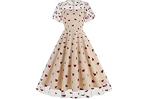 Embroidered Mesh Valentine Dress for Women