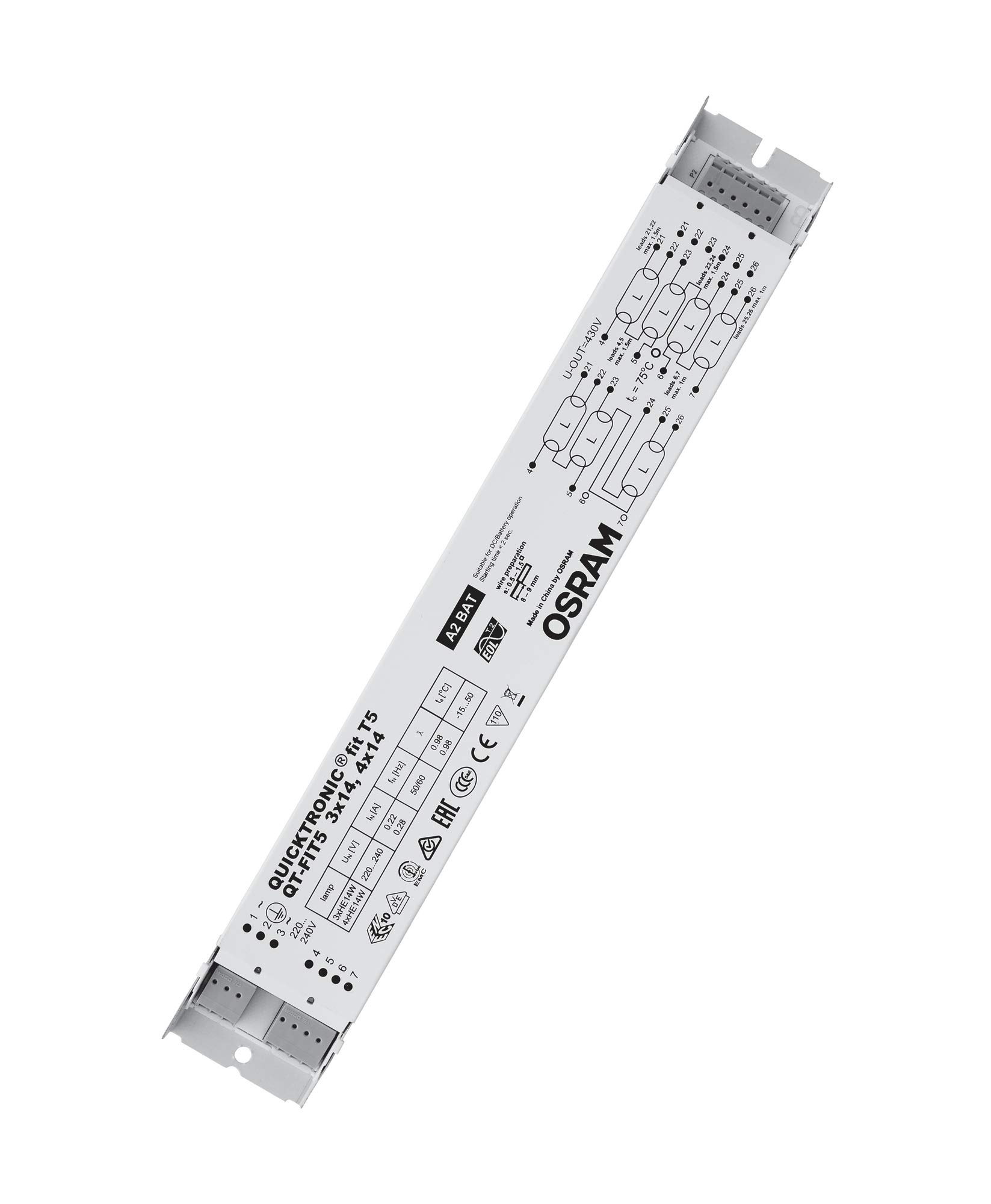 OSRAM Electronic Control Gears (ECG), QUICKTRONIC FIT 5, ECG LL/KLL Non-DIM, QT-FIT5 3X14,4X14/220-240