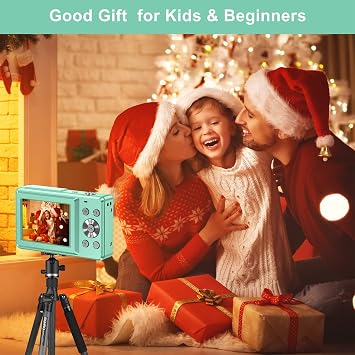 Digital Camera FHD 1080P Digital Camera for Kids Video Camera with 32GB SD Card 16x Digital Zoom Compact Point & Shoot Camera Portable Small Camera for Teens Students Boys Girls Seniors Green