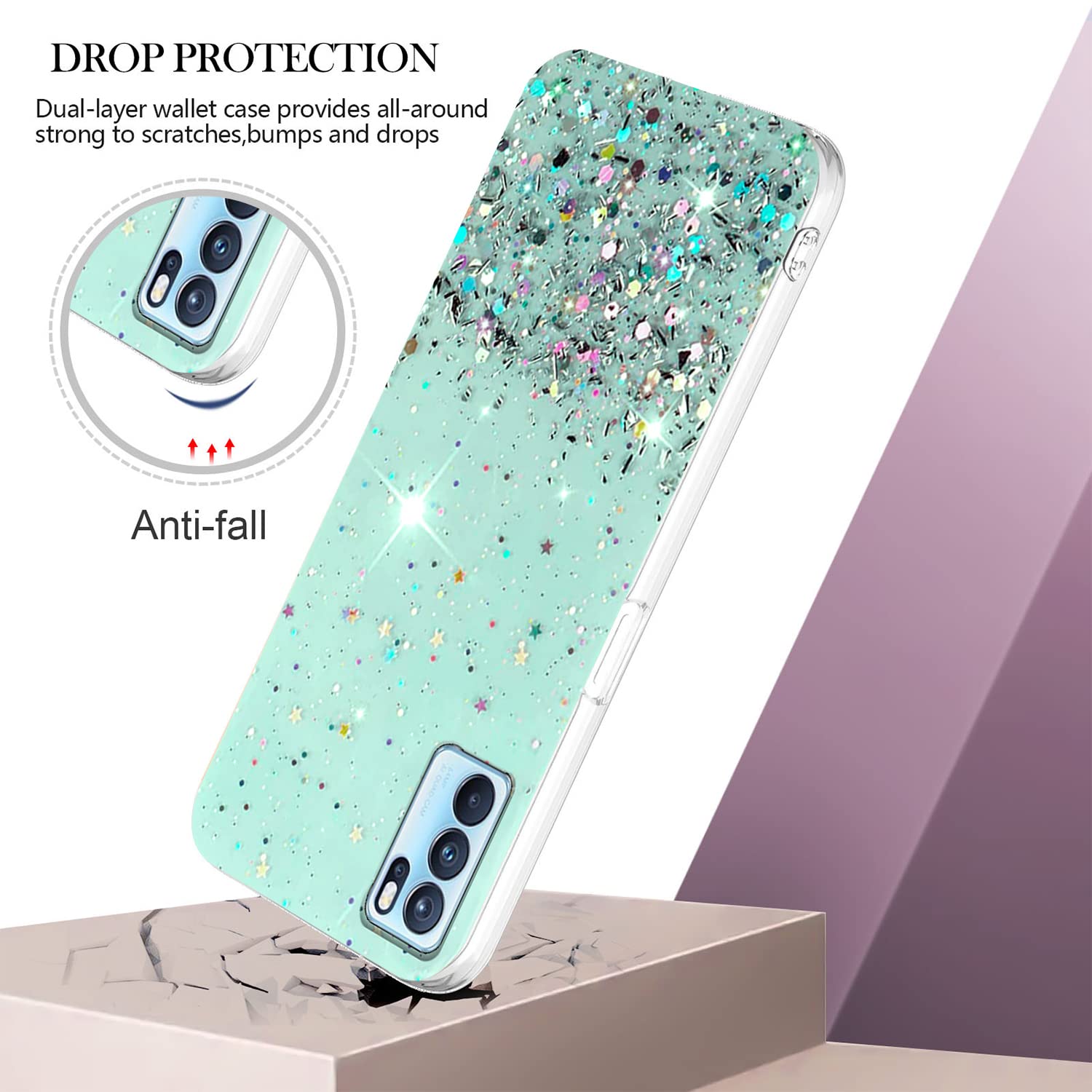 EASSGU Custodia per OPPO Reno2 Z (6.53 Inches), Cover Silicone TPU Colore Sfumato Trasparente, Custodia per Telefono Antiurto e Antigraffio - Blu Rosa