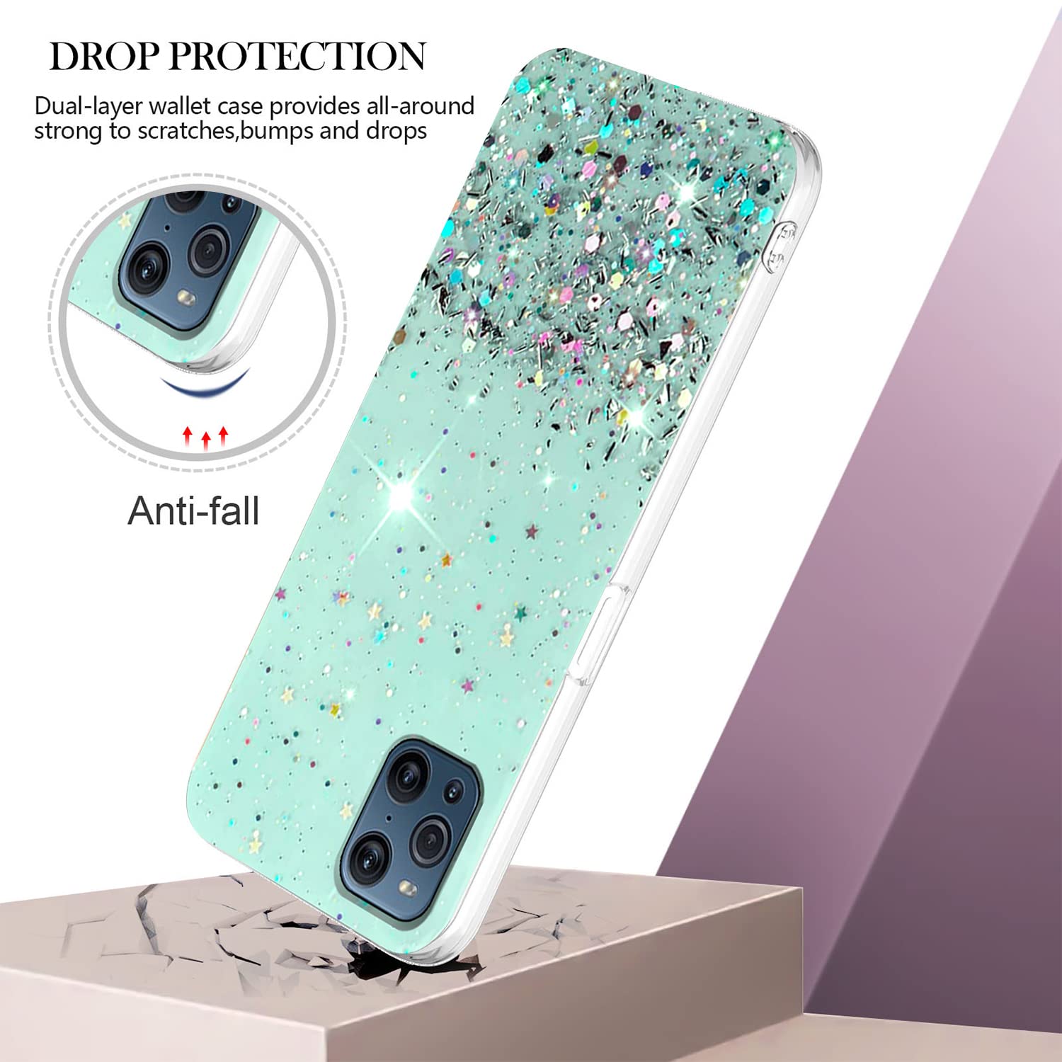ALAMO Cover Pendenza Colorato per Oppo Find X3 PRO, Custodia Traslucido