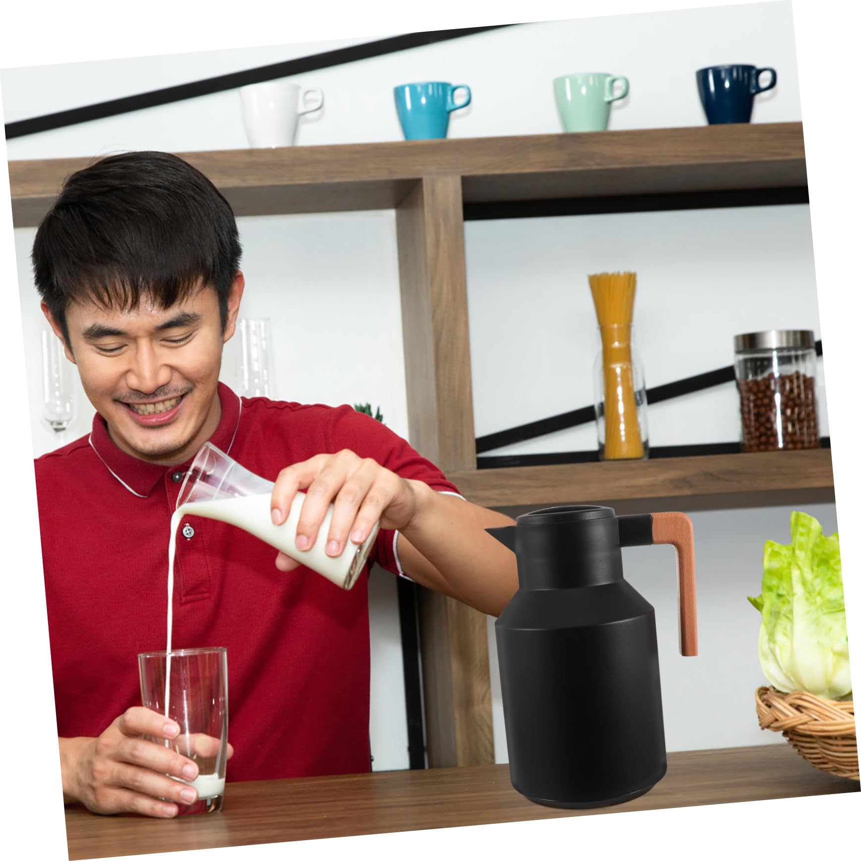 Bouilloire Thermique Domestique Bouteille à Double Paroi Chauffante Portable 1l Noir