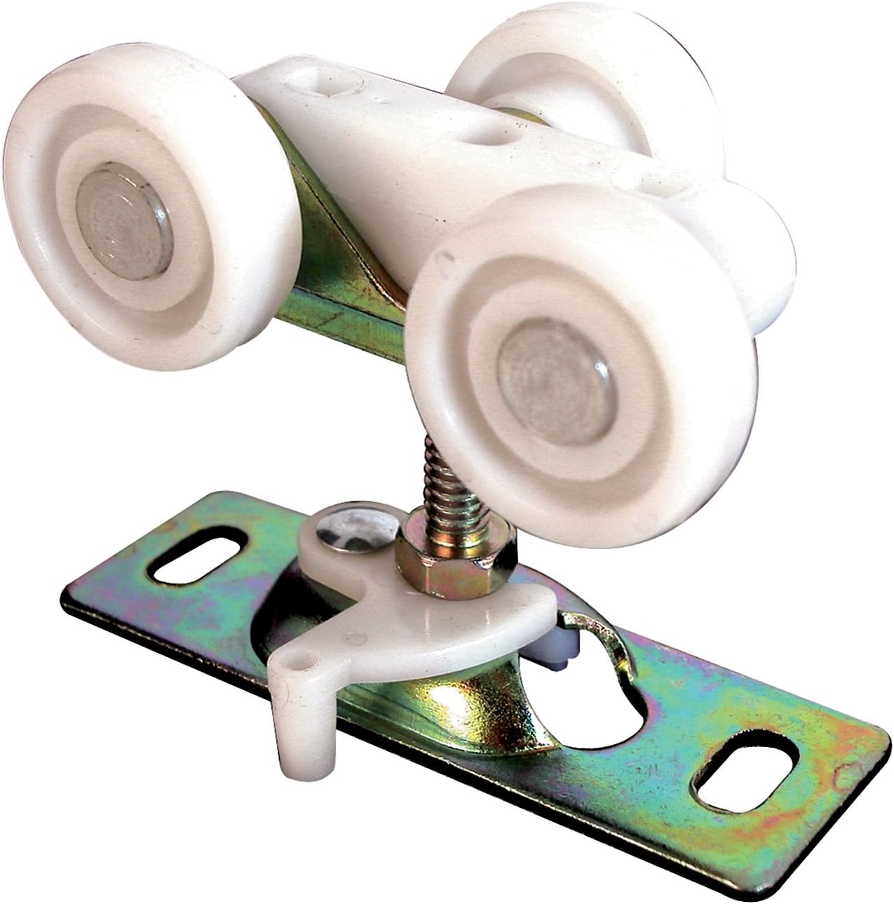 N 6847 Pocket Door Roller Assembly, 3/4 In., Flat, Plastic Wheels on Steel Bracket (2 Pack)