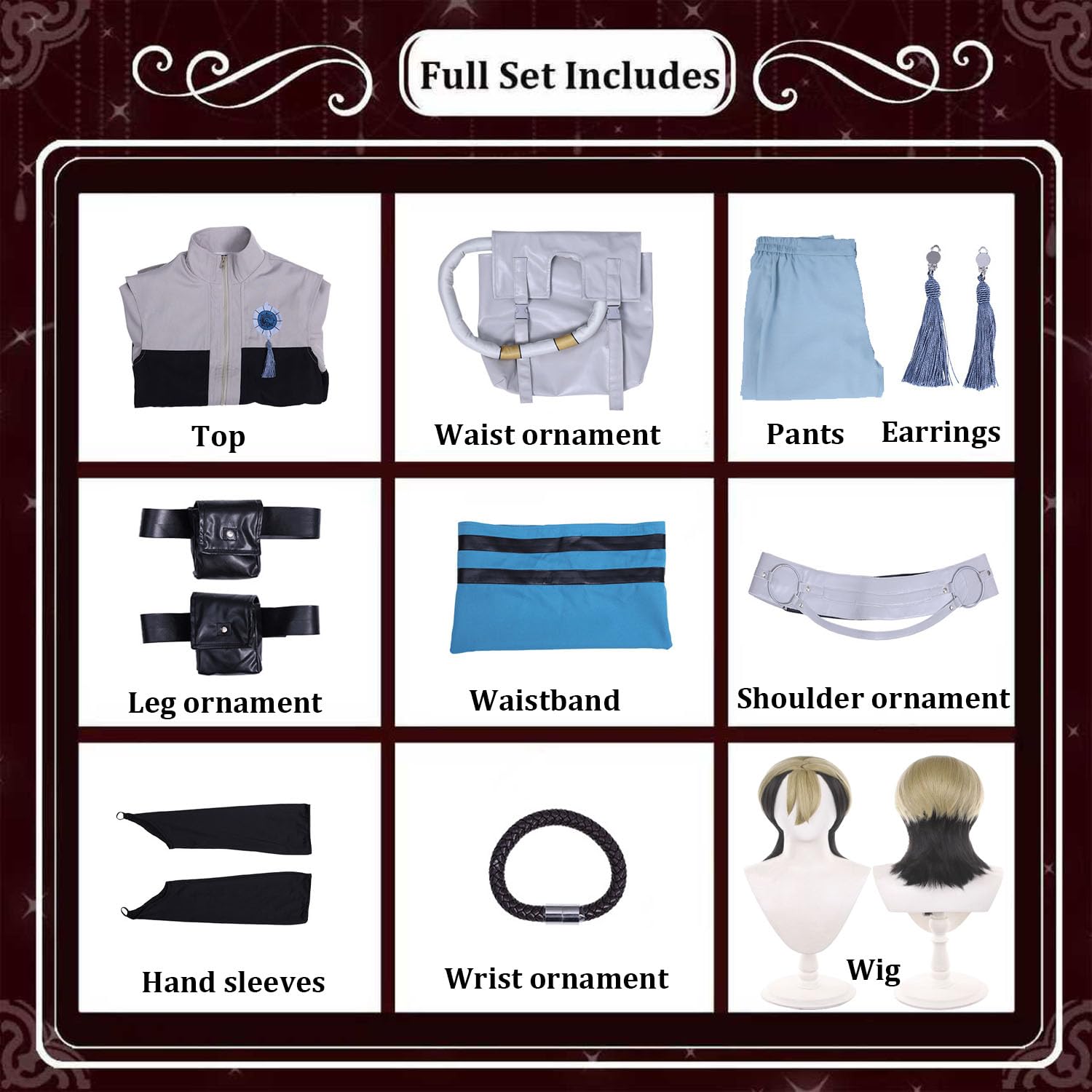 Anime Personaje Zanka Nijiku Disfraz de Cosplay Rudo Shuaburekku Juego de Rol Uniforme Conjunto Completo Halloween Carnaval Fiesta Traje de Vestir con Peluca para Hombres