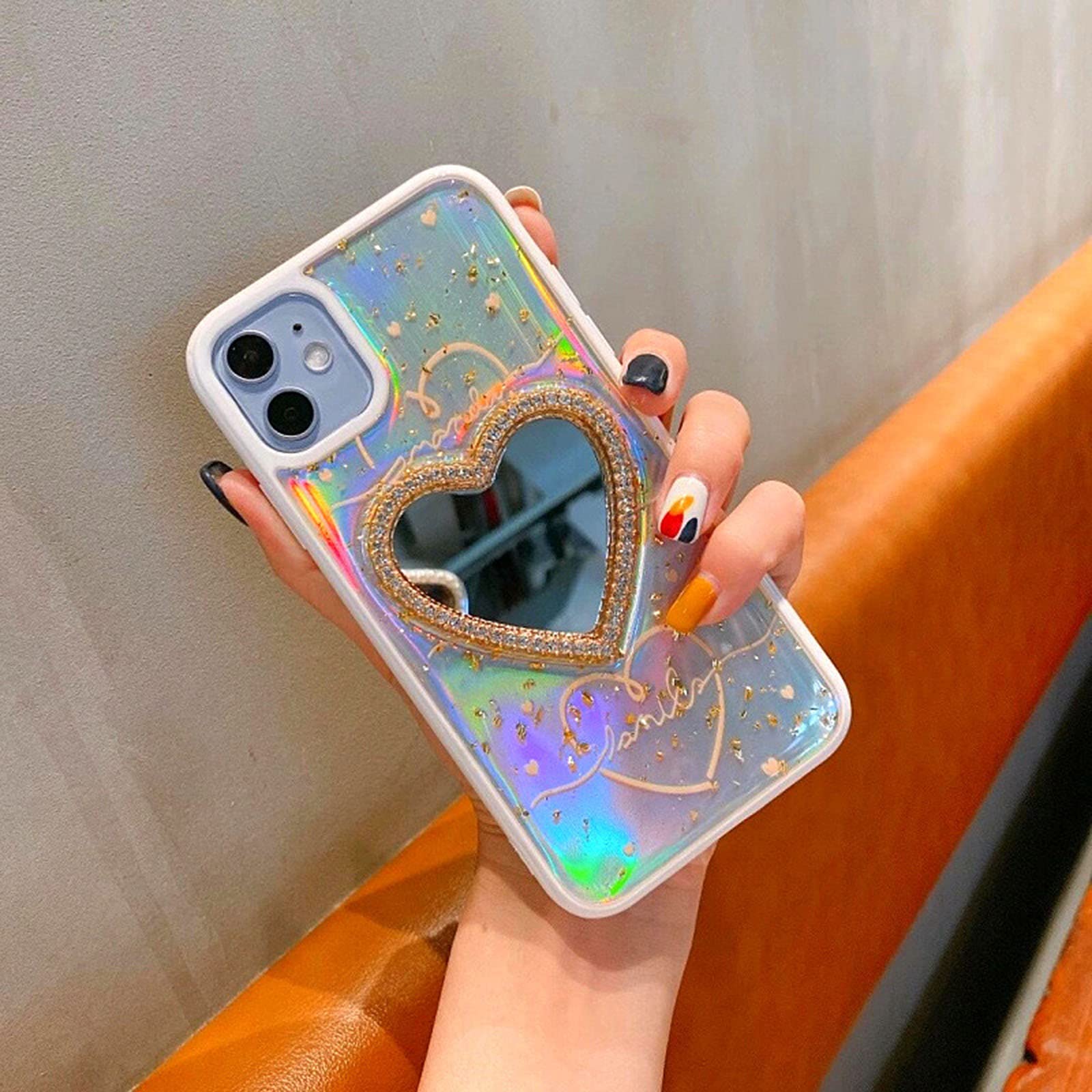 Amazon.co.jp: キラキララブハートミラーケースIphone 12 12 Pro 12