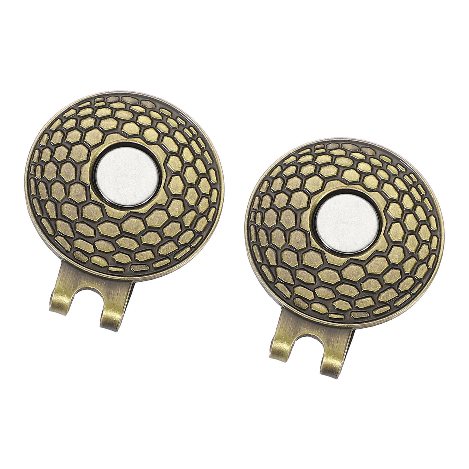 PATIKIL Golf Hat Clips, 2 Pack Metal Cap Clamp with Magnetic Removable Ball Marker Holder Golf Accessories for (Women & Men), Bronze