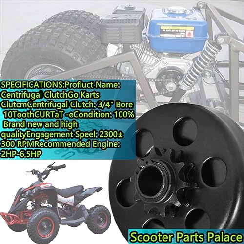 Miniatura 4 de Mini bicicleta centrífuga Go Kart Embrague 3/4" Diámetro 10 dientes con 420 Cadena 120 Enlace -6.5HP