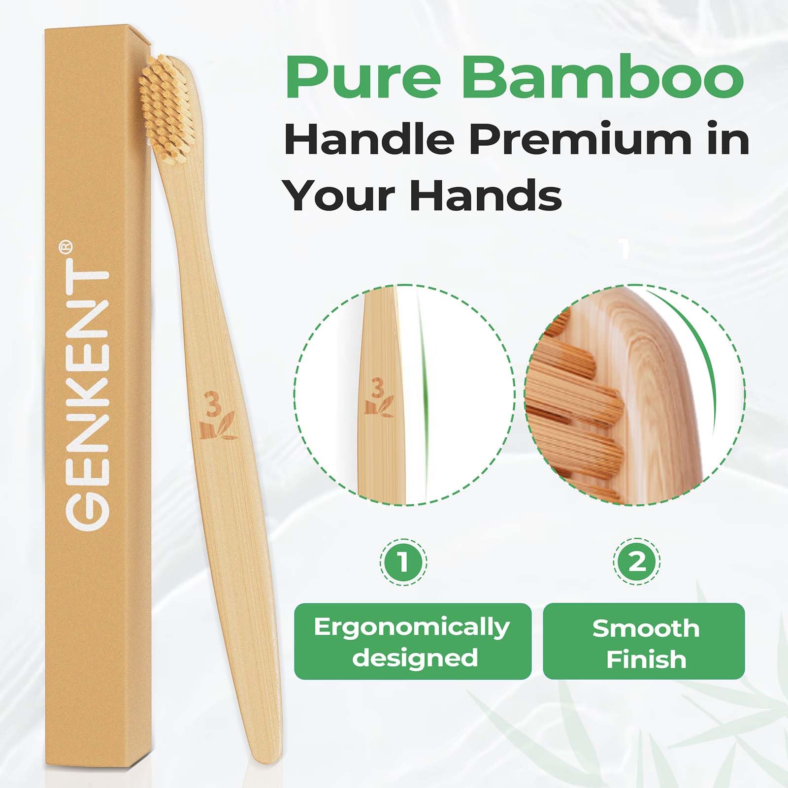 Amazon.co.jp: GENKENT 竹製歯ブラシ 天然竹炭 BPAフリー 柔らかい毛