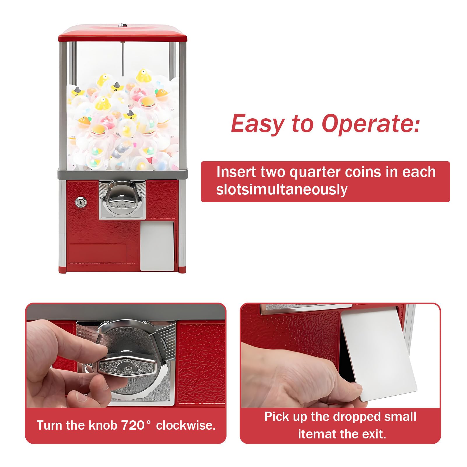 Distributeur Automatique de Bonbons et de Jouets pour Capsules de 4 à 5,5 cm, Distributeur Commercial à pièces, idéal pour Les salles de Jeux et Les magasins de détail Blue