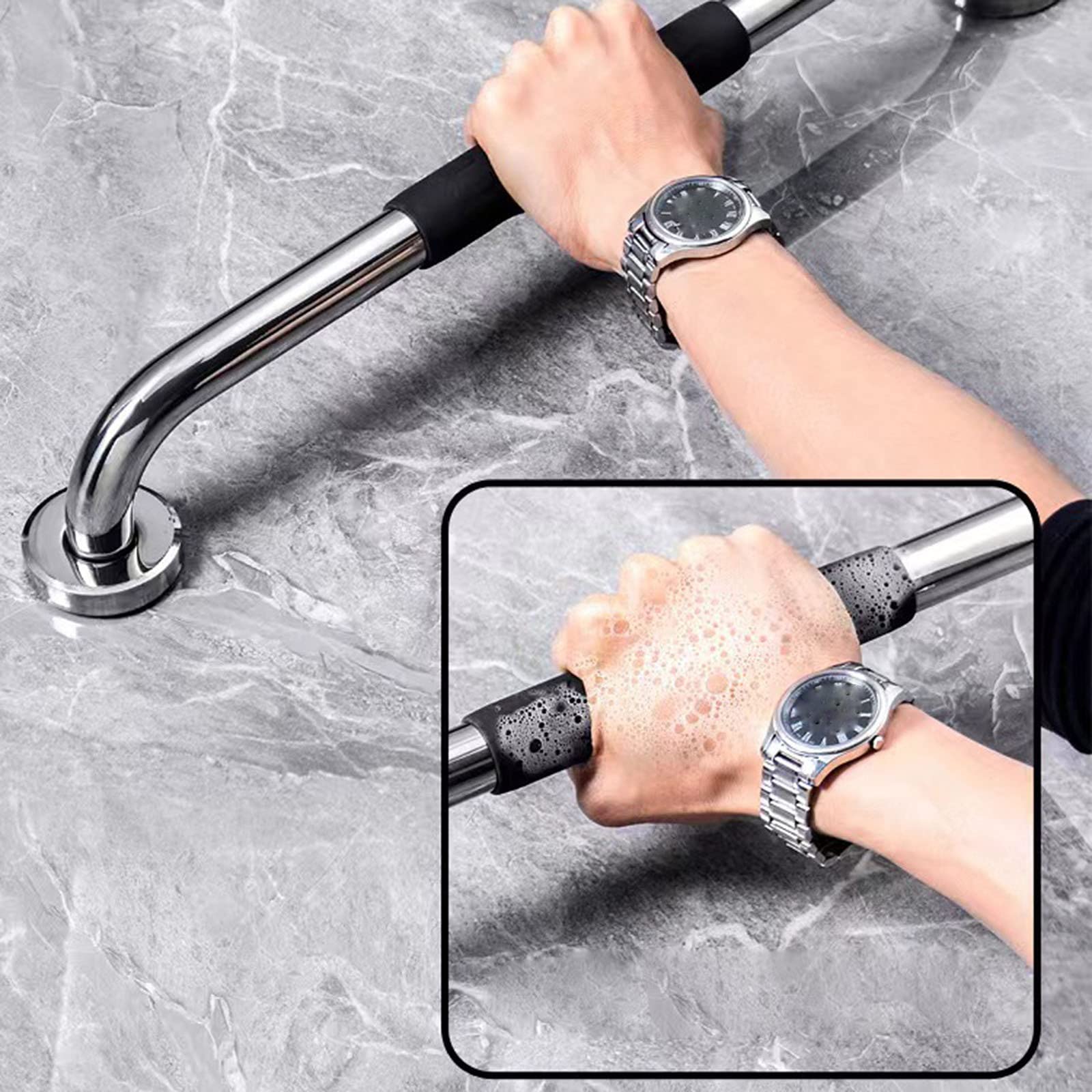 HAMIMI Poignée De Baignoire, Barre D'appui WC, Barre D’Appui Douche Antidérapante Barre D'appui De Salle De Bain, pour Personnes Âgées/handicapées/Enfants/Enceinte,60cm