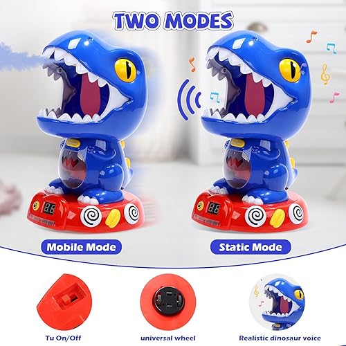 Miniatura 2 de EagleStone - Juguete de dinosaurio móvil para disparar, niebla, 2 pistolas de bomba de aire, puntuación automática, sonido, 48 pelotas de espuma,