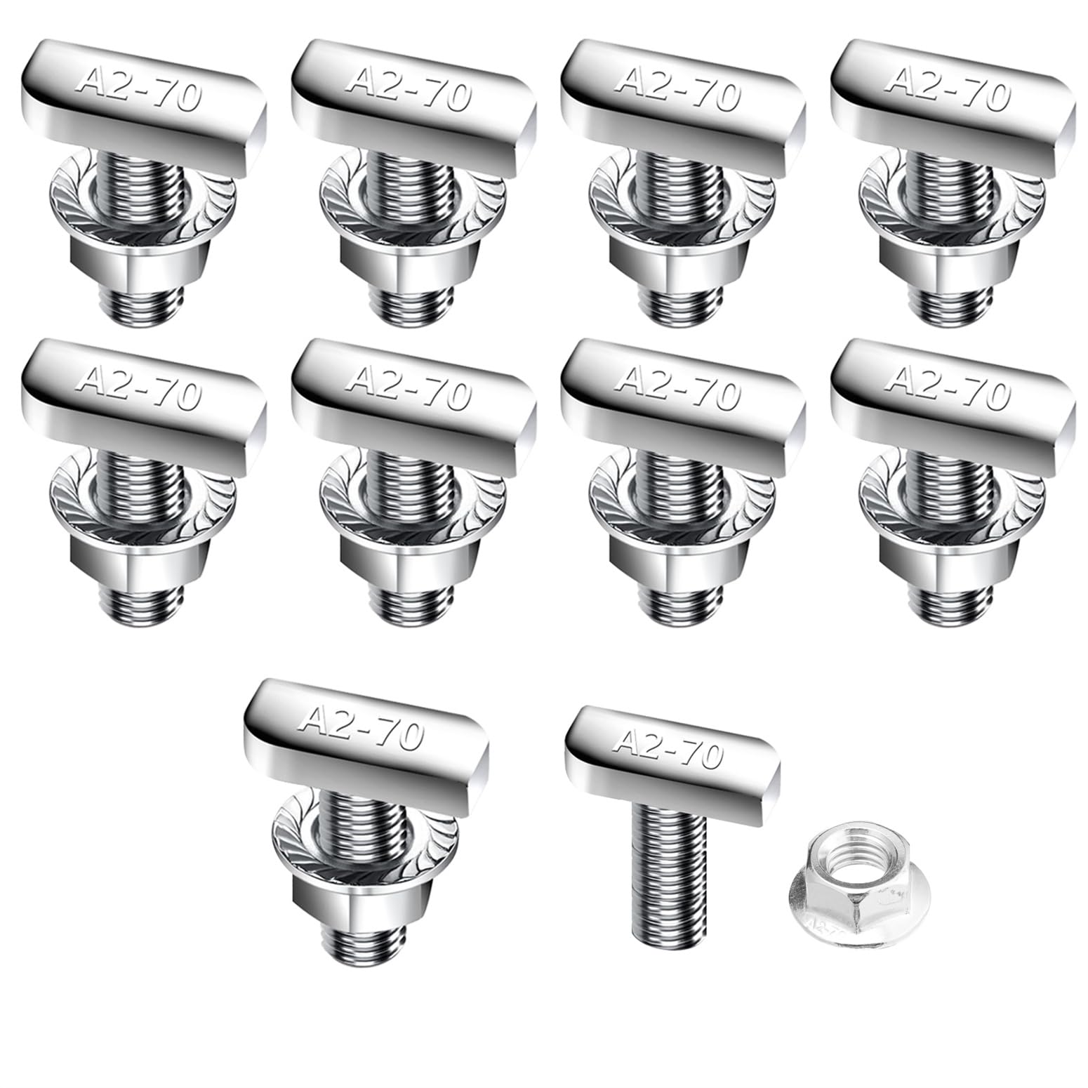Photo 1 of T Bolts M10x25mm T Slot Drop-in Bolt Hammer Head with 10 Pcs Hexagon Flange