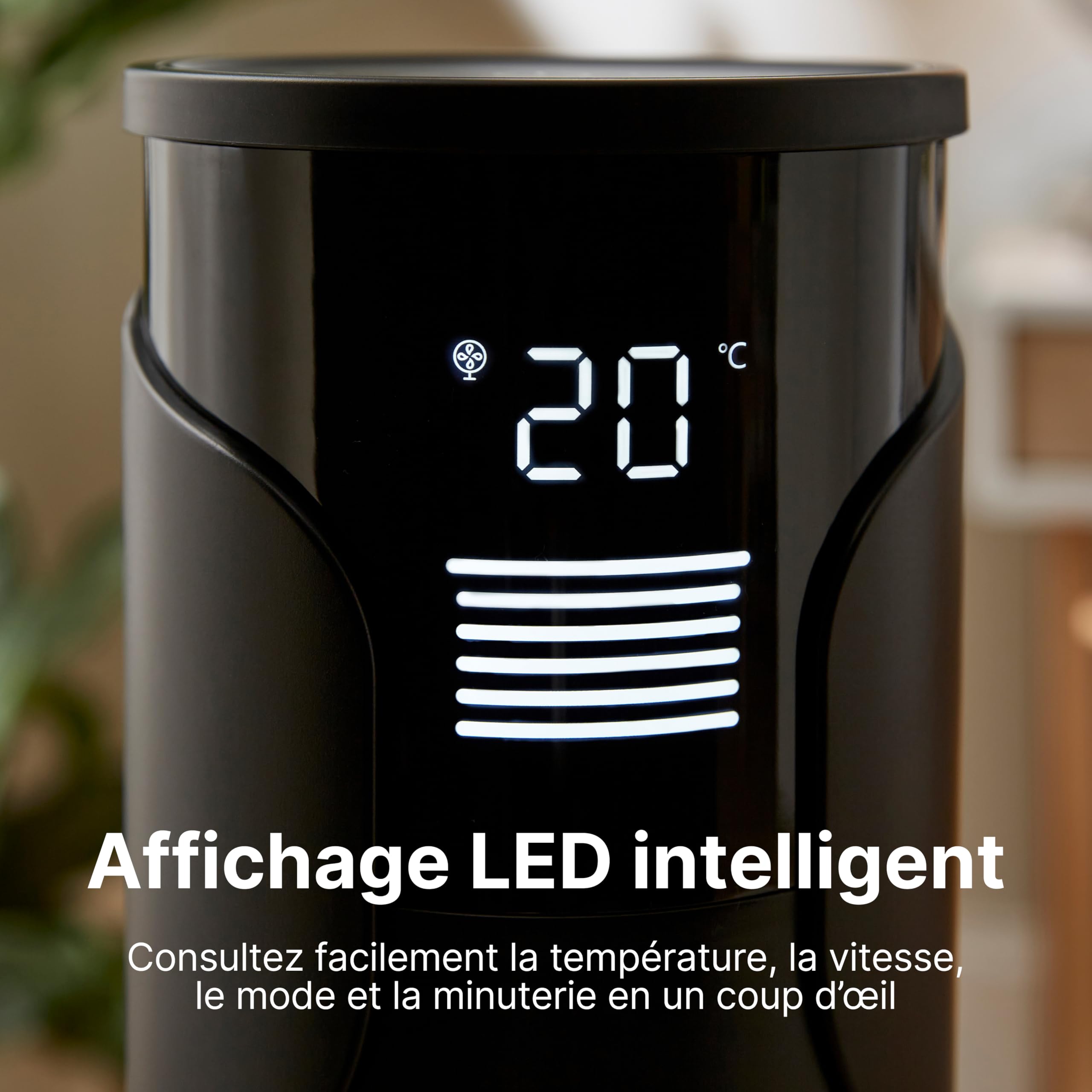 DIMPLEX Ventilateur Colonne Oscillant 70°, 3 Vitesses, Minuterie 12h, Écran LED, 4 Modes, Télécommande, Anthracite