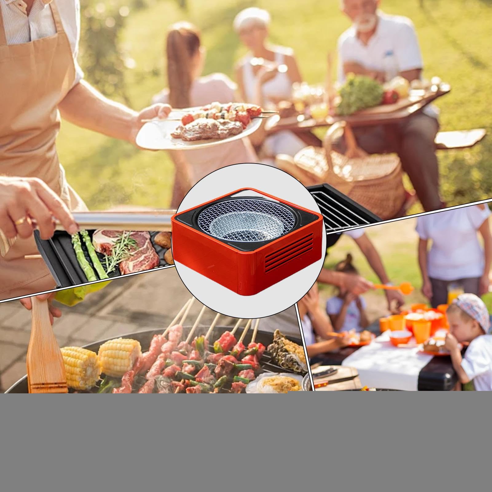 Grill bezdymny, przenośny grill na świeżym powietrzu, piec termiczny na kemping, do ogrodu, na balkon, tylną klapę, kuchnia na zewnątrz