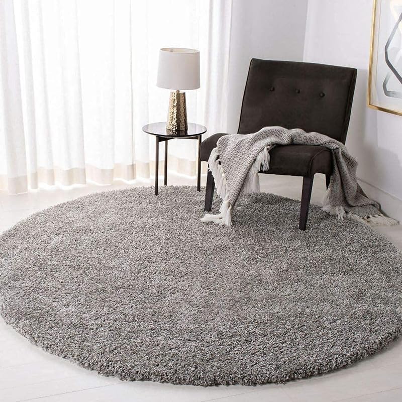 Rentoor_Carpet Soft Modern Shaggy Round Carpet for Living Room, Round Carpet Comfy for Bedroom, Home Decorate Floor Kids Playing Mat (Grey 2x2 Feet)