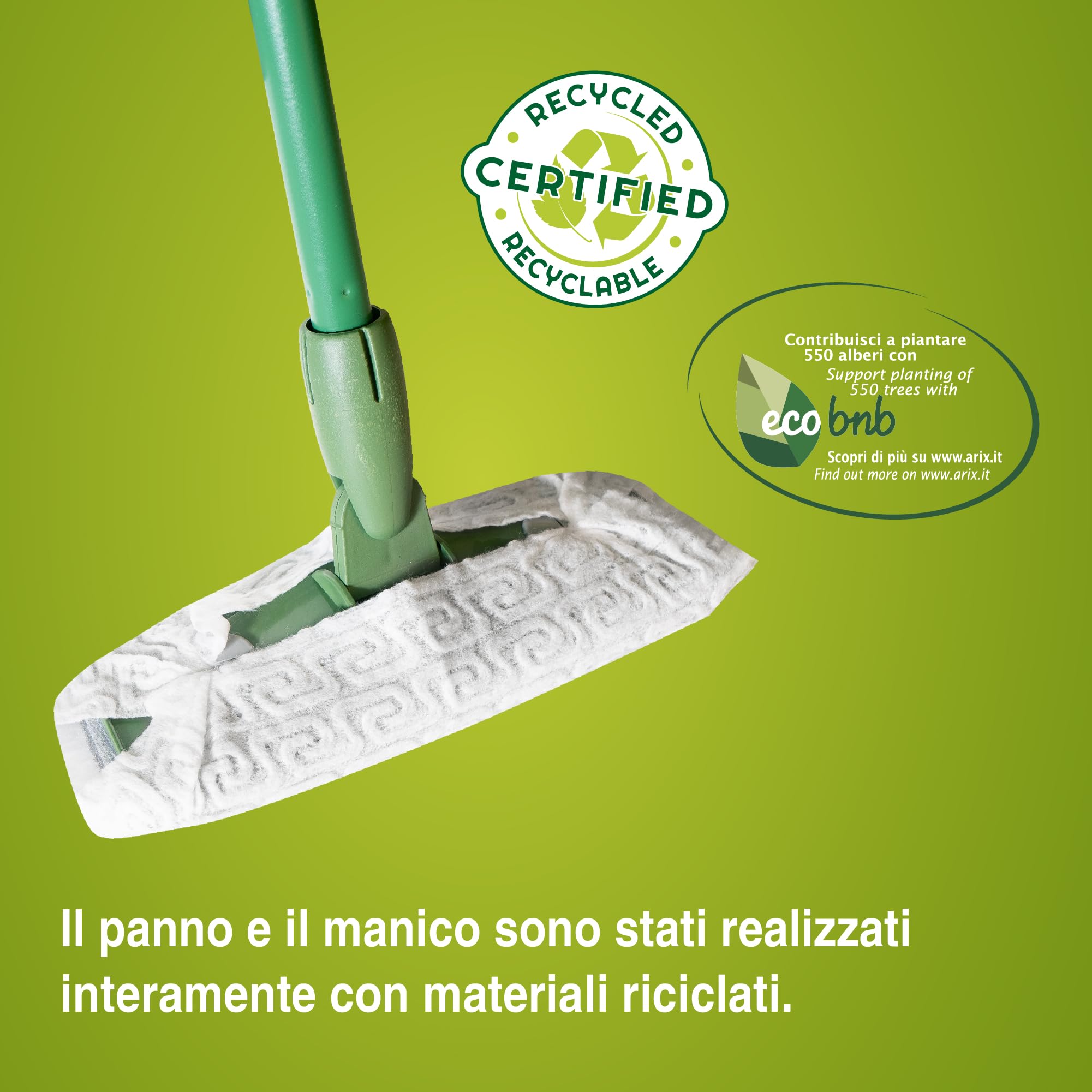Tonkita Kit atrapapolvo con 10 repuestos, 1 Escoba con 10 paños para Suelo y Muebles, Mango Modular