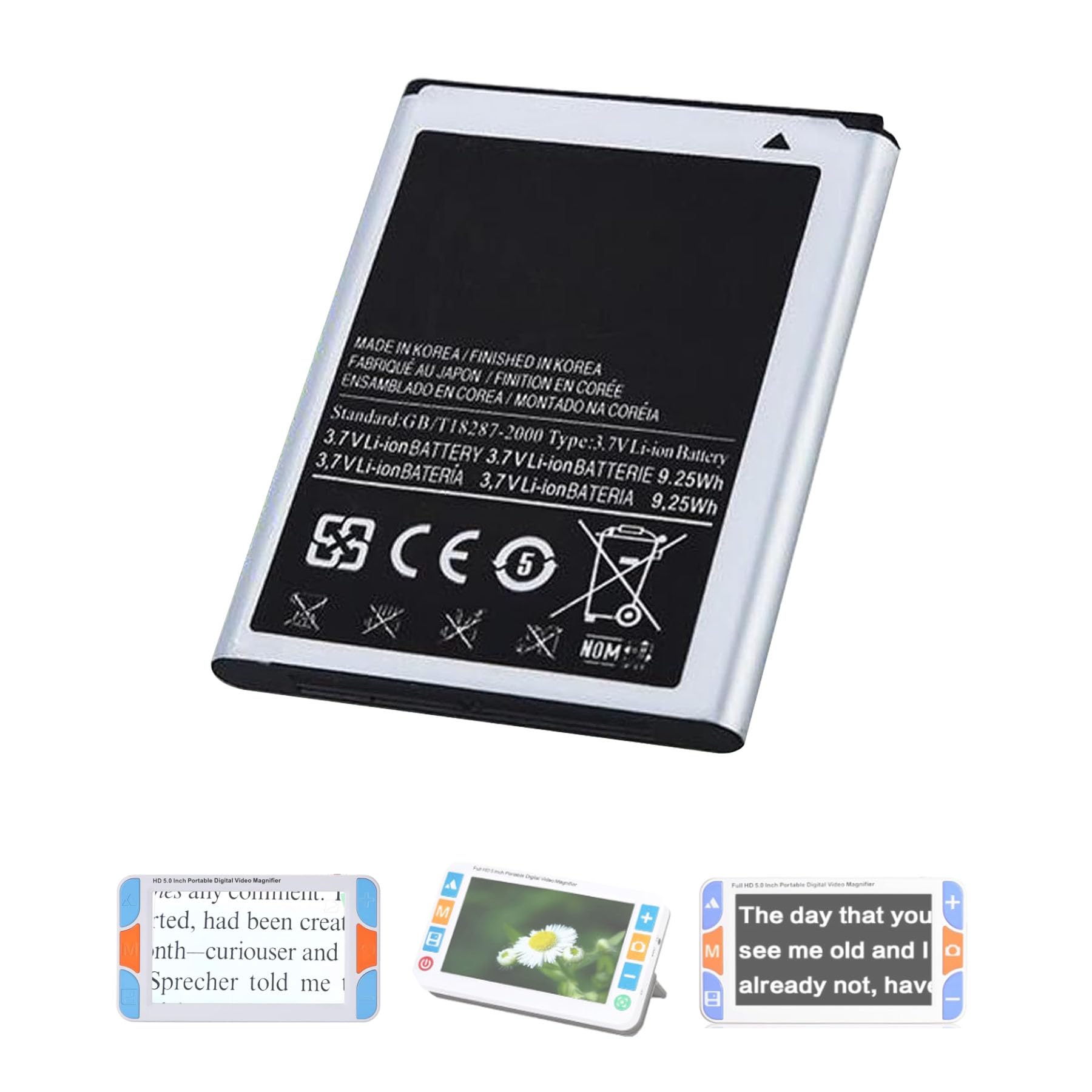 GRACETOP Portable Digital Video Enlarger Battery 5.0 inch Magnifier Support Line Digital Reading