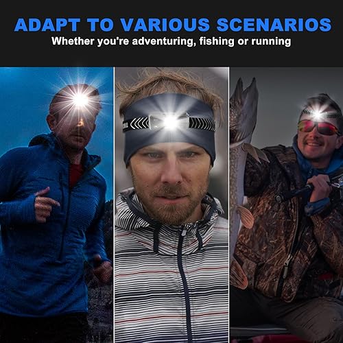 Miniatura 4 de PINSAI Faros delanteros superbrillantes, 7 modos de luz, con sensor de movimiento, LED, recargable, cómoda, para adultos y niños, diadema ligera y