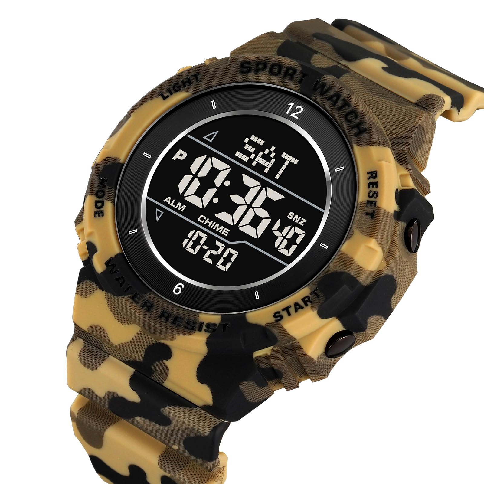 Montre numérique de sport militaire pour homme - Étanche - Écran LED - Grand cadran - Rétroéclairage - Alarme - Chronomètre