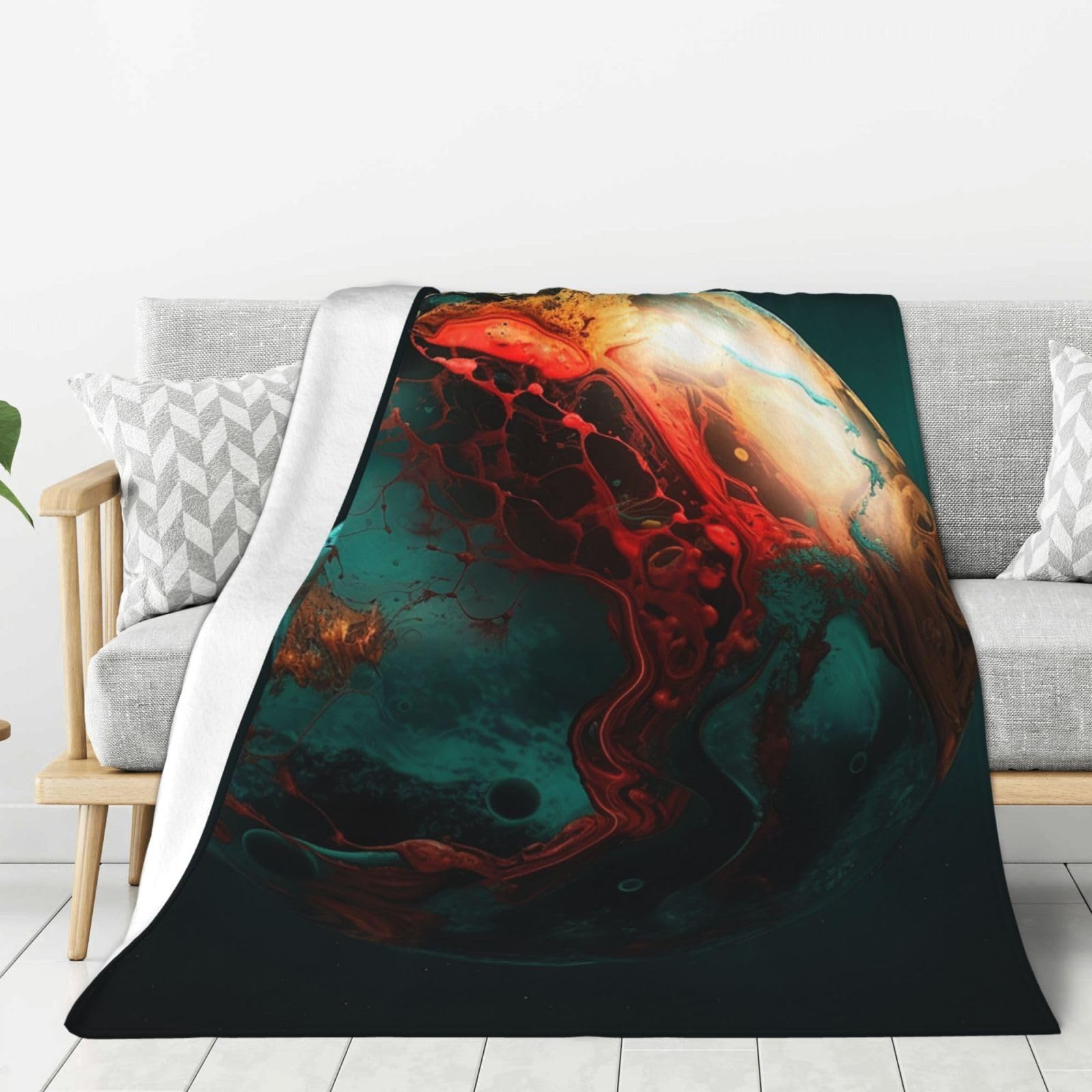 Marble Ball Throw Blanket Plush Flannel Fleece Blanket, Soft Lightweight Cozy Blankets 50"X40" for Bed Couch Sofa Travel