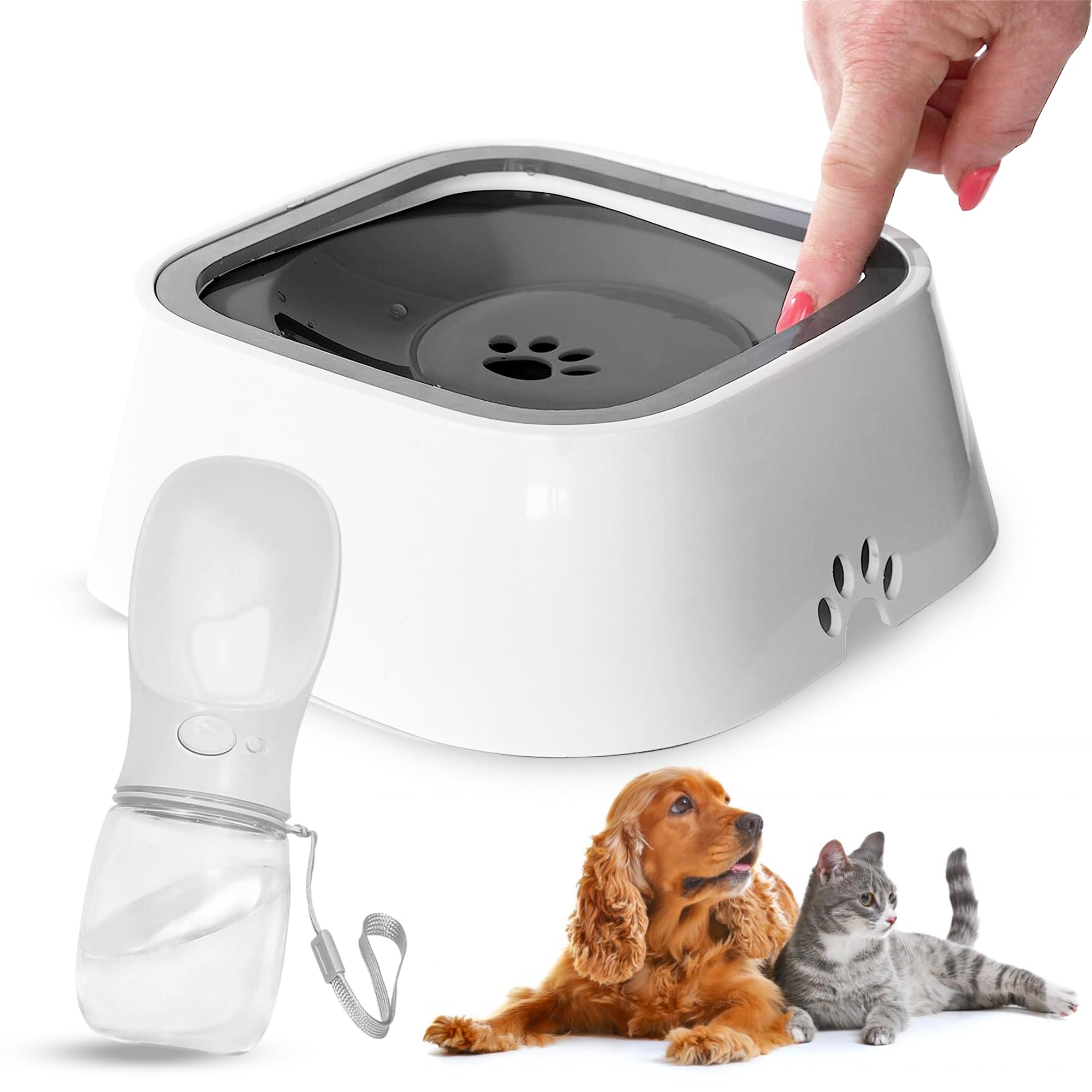 "Pack Bebedero Antigoteo 1L + Botella Agua Portátil 350ML | Para Perros y Gatos | Dispensador de Agua con Diseño antisalpicaduras | Ideal para Paseos por la calle | bebedero perro antigoteo"
