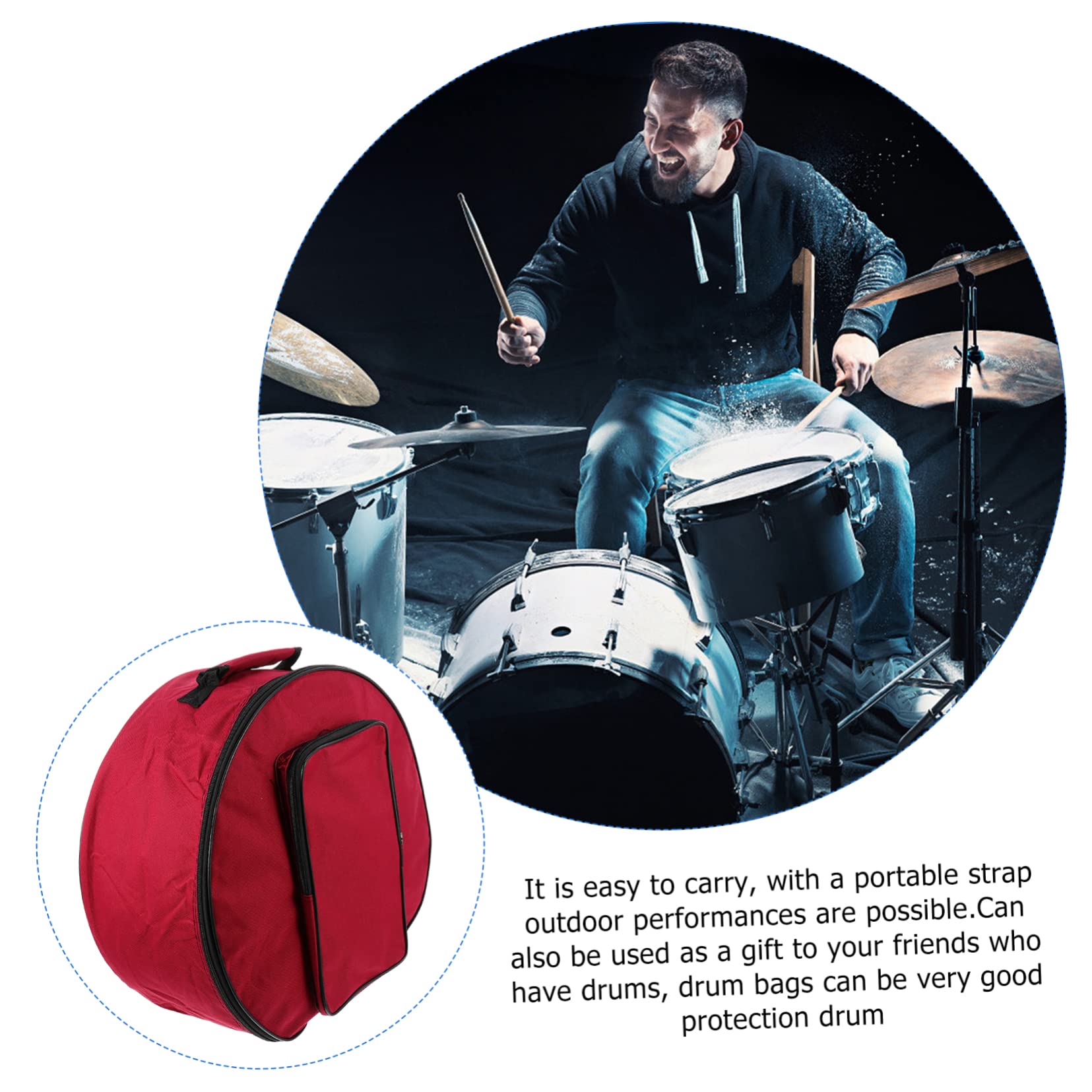 Alasum Borsa per Rullante 13-14 Pollici Imbottita Oxford Rossa Tracolla Portatile per Accessori Percussioni per Esibizioni All'aperto
