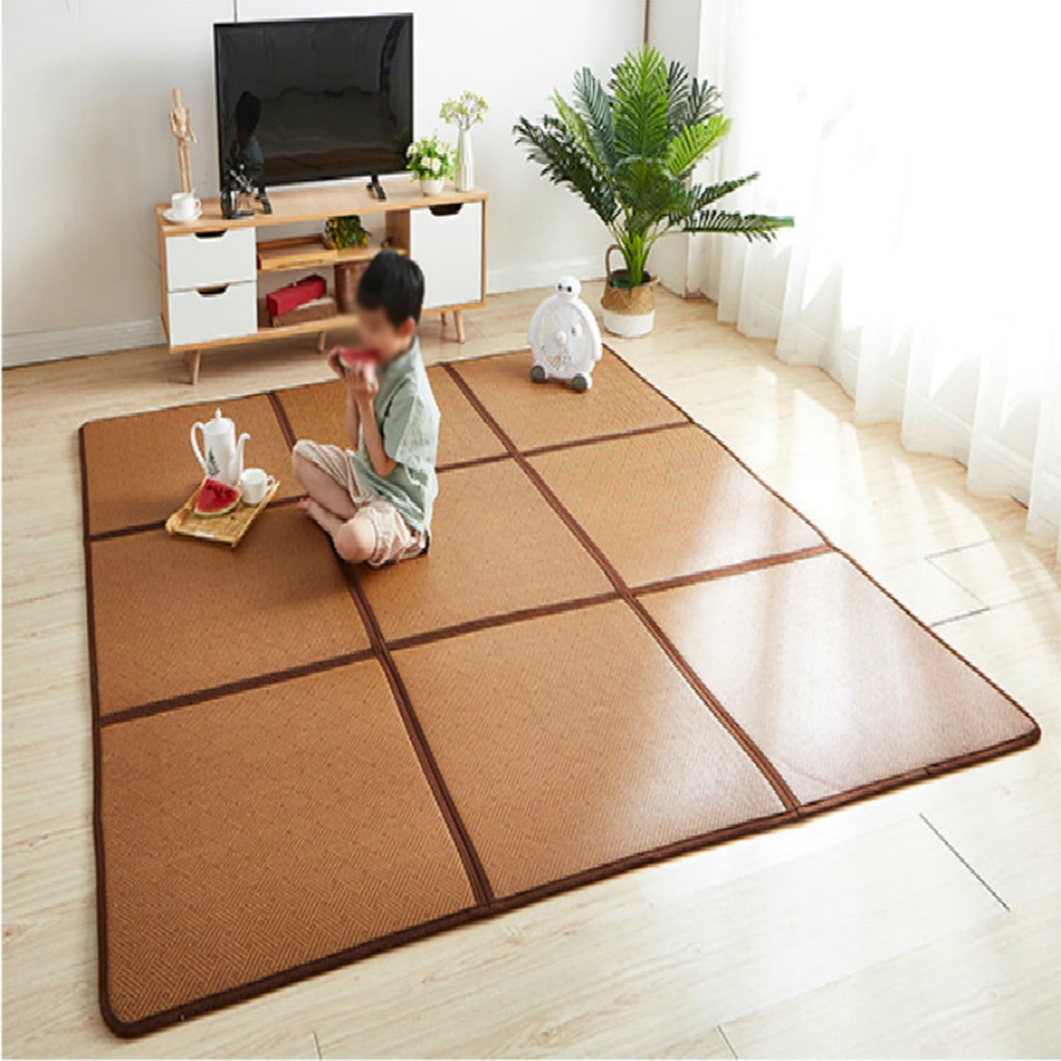 MIAOXIAO Tatami Japones Tradicional para Futon Japones Cama Estilo japones Colchón futón de Suelo japonés colchón de tatami de ratán,01,120x180cm(6 pieces)