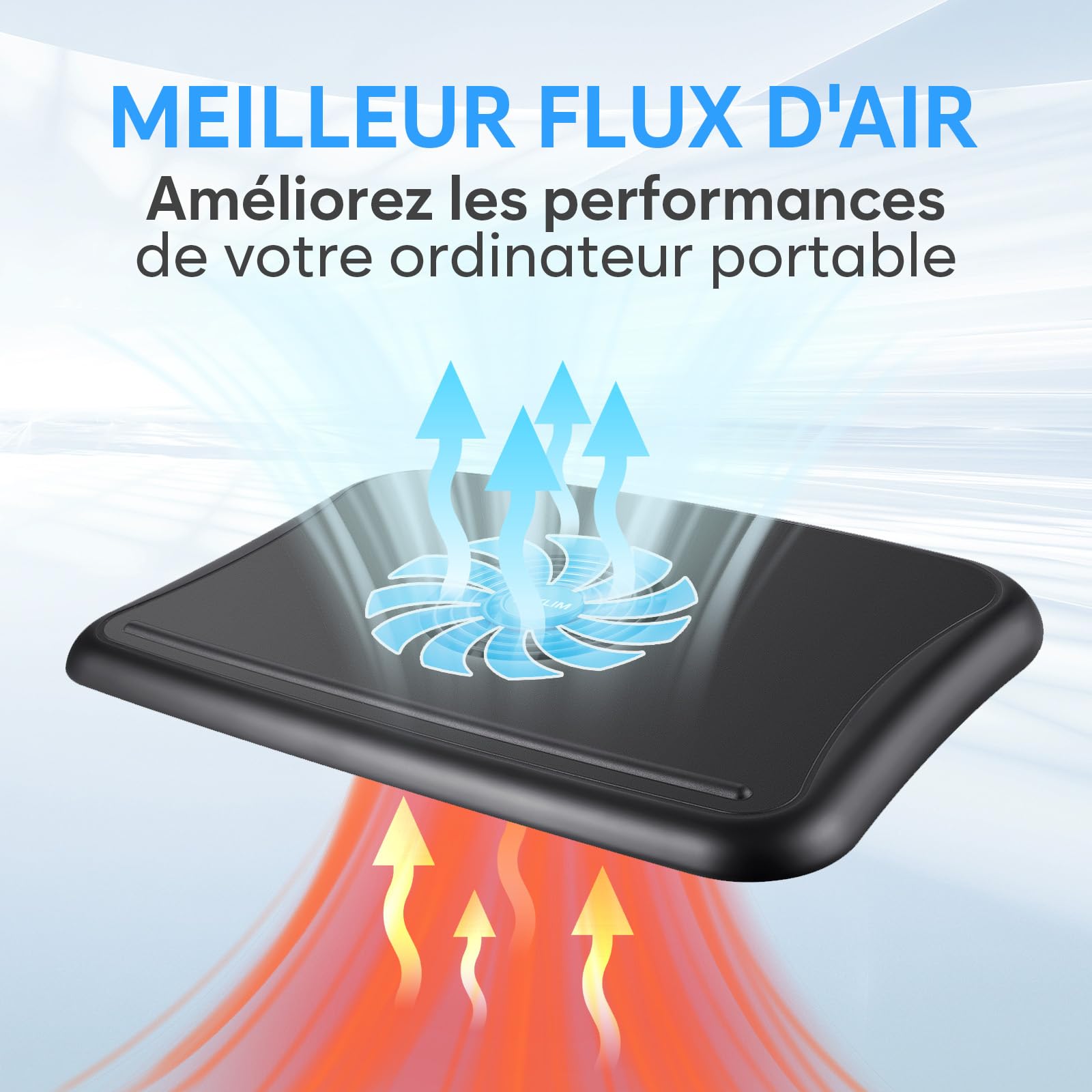 Klim Comfort+ + Refroidisseur PC Portable + Protégez-Vous et Votre PC de la surchauffe + Nouveauté 2024 + Support Ventilé 10" – 15.6" Très Confortable et Discret + Stable + Ventilateur Silencieux