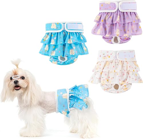 Pañales lavables para perras (paquete de 3), pañales reutilizables de primera calidad a prueba de fugas, pañales para perros altamente absorbentes,