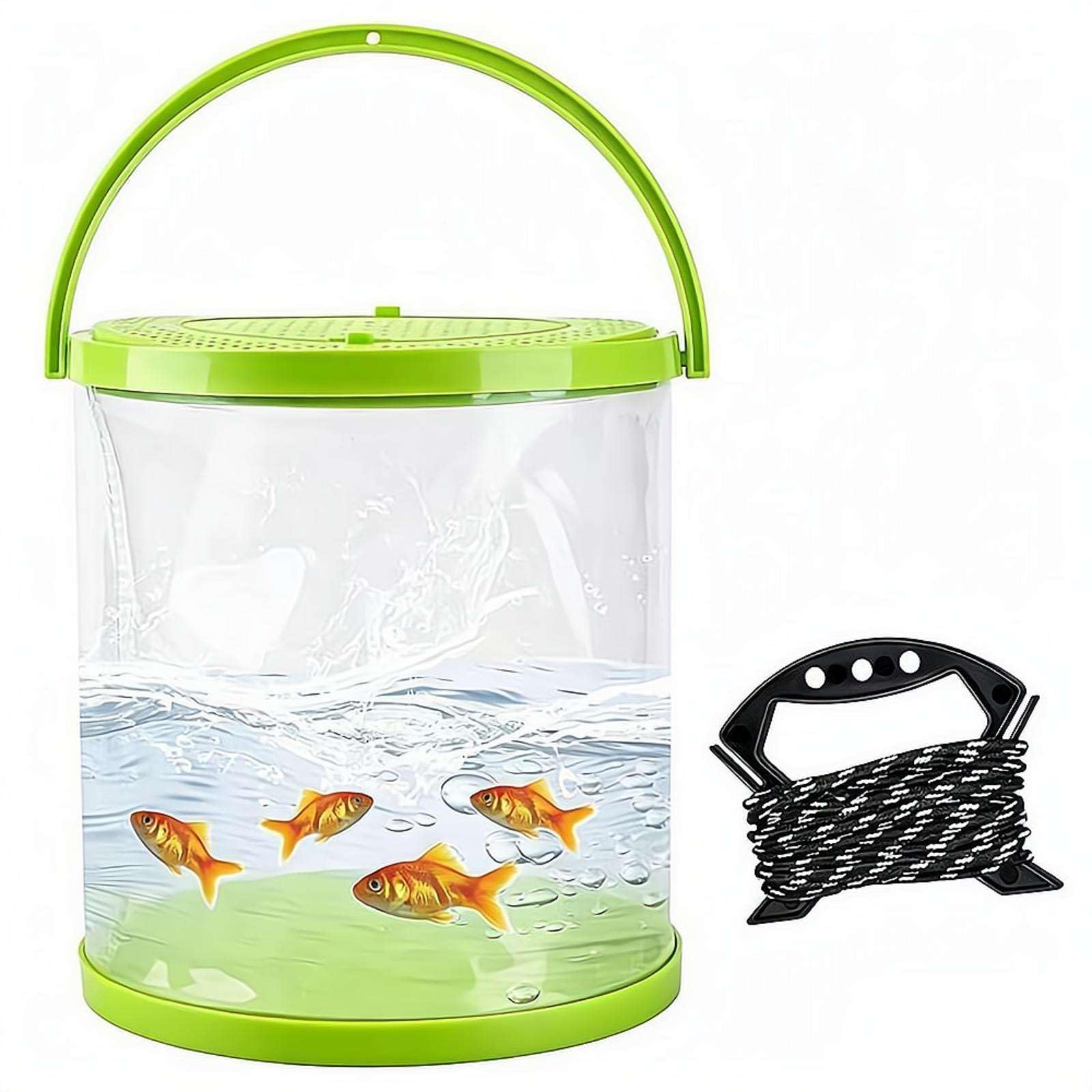 Acuario plegable con tapa para atrapar peces en la playa y camping