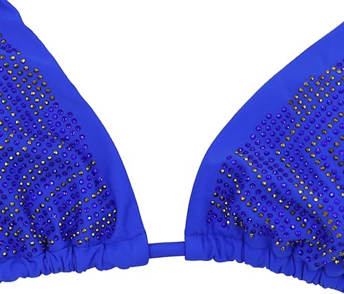 Miniatura 6 de JUMISEE Traje de baño de 2 piezas para mujer con diamantes de imitación brillantes triangulares, sexy, de cristal, espalda descubierta, con lazo