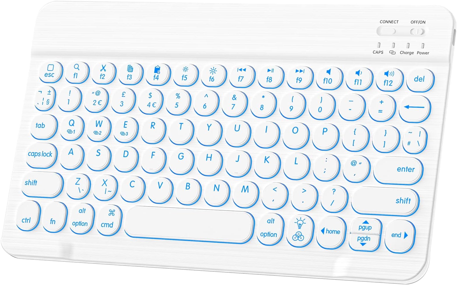 Bluetooth Keyboard,Wireless 7-Color Backlit Keyboard Portable & Rechargeable Design, Compatible with iPad/Samsung/Lenovo Android Tablet/iPhone/Windows, QWERTY UK Layout, White