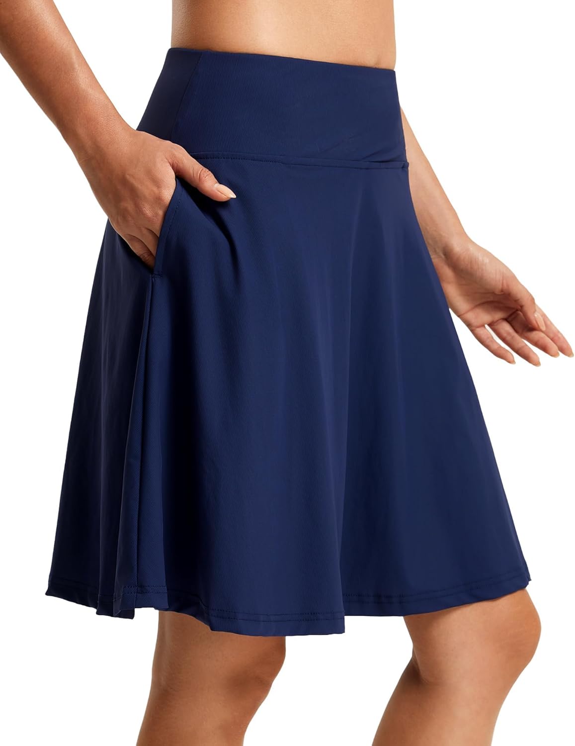 FitsT4 Sports Women's 20'' High Waisted Swim Skirt Skort Quick Dry Swimsuit Bikini Bottoms with Pockets