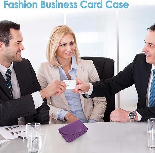 Miniatura 4 de Tarjetero de piel sintética para tarjetas de visita, patrón de impresión en color, tarjetero con bolsillos, bolsillos magnéticos para tarjetas de